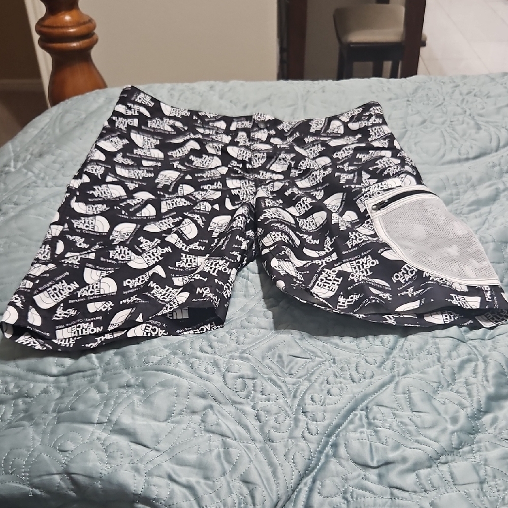 The North Face Black and White Graphic Shorts